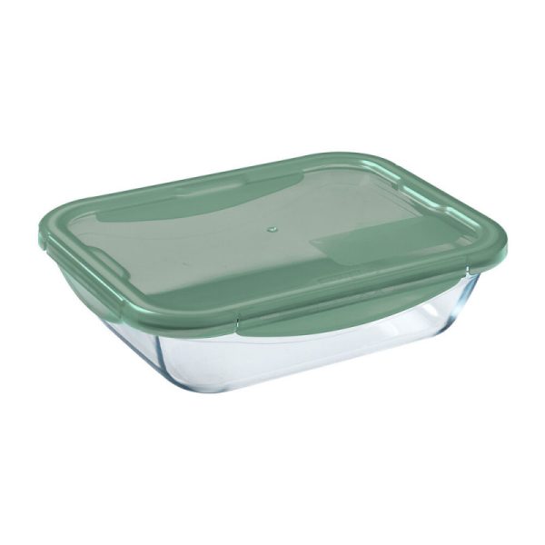 PYREX COOK & GO RECT. DISH + LID GREEN 24X18X6CM 282PGDG - Image 1