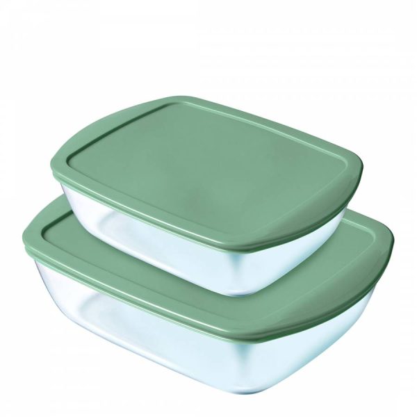 PYREX COOK & STORE 2 PCS SET 1.1 - 2.5L GREEN 913S299 - Image 1