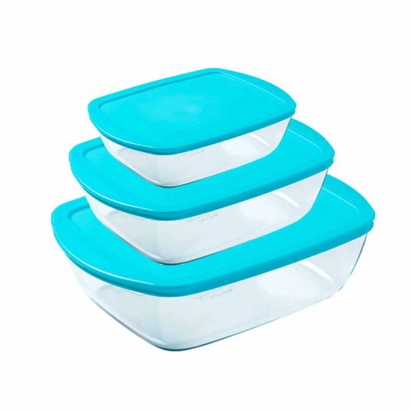 PYREX COOK & STORE 3 PCS SET 0.4 - 1.1 - 2.5 L BLUE 913S301 - Image 1