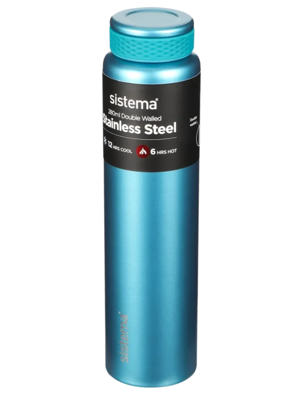 510_280ml_stainless_chic_label_teal_angle SISTEMA HYDRATE CHIC ST. STEEL BOTTLE 280ML (8) - Image 1