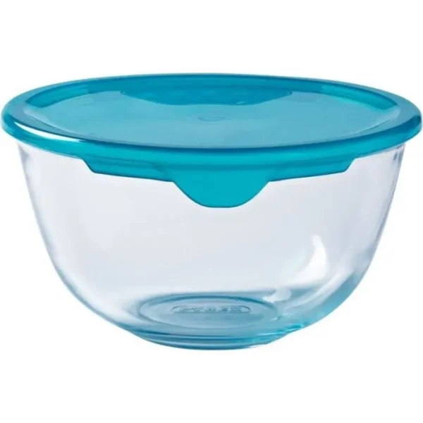 jatte-en-verre-pyrex-180p000-avec-couvercle-en PYREX PREP&STORE BOWL + LID BLUE 14CM 0.5L 178P - Image 1