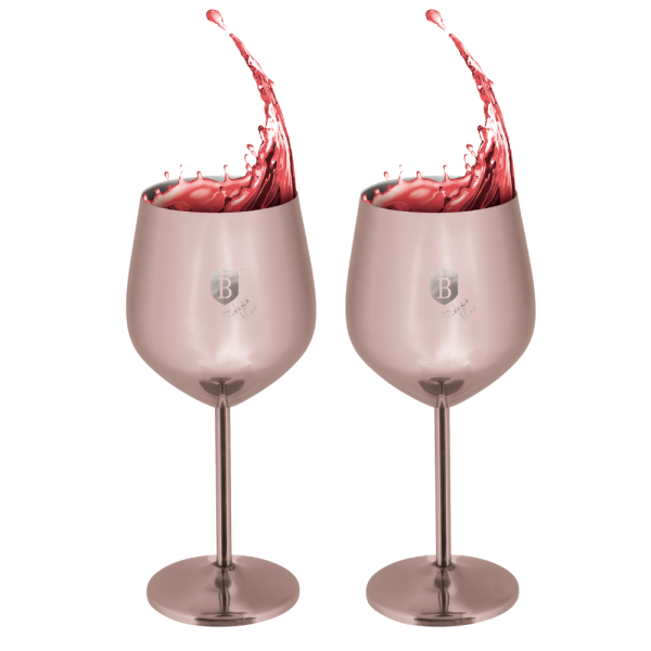 BERLIN H. WINE GLASS METAL 2PCS BLACK ROSE BH/8658 - Image 1