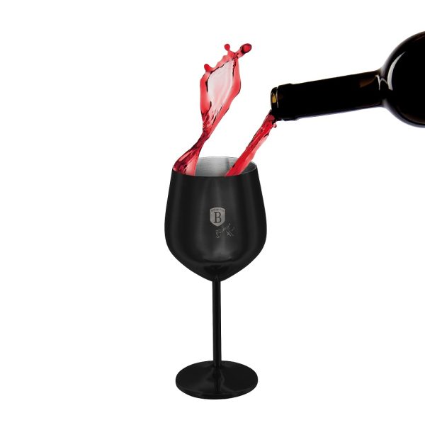 BERLIN H. WINE GLASS METAL 2PCS BLACK ROSE BH/8660 - Image 2
