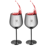 BERLIN H. WINE GLASS METAL 2PCS BLACK/SILVER BH/8661