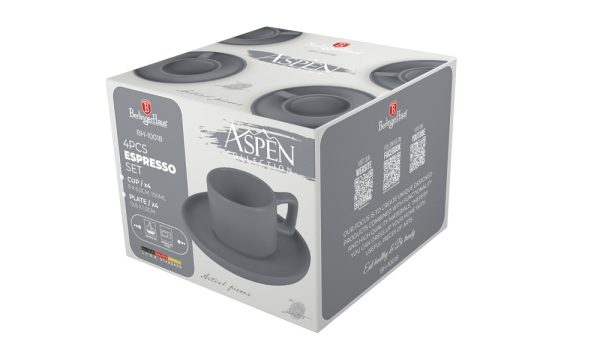 BERLIN H. ESPRESSO CUP SET 4+4 p ASPEN BH/10018 - Image 2
