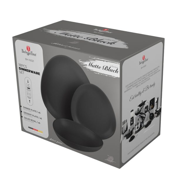 BERLIN. HAUS 18 PCS DINNERWARE MATT BLACK BH/10021 - Image 2
