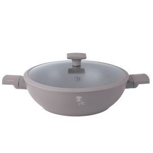 BERLIN H.WOK PAN 30CM W/LID TAUPE COLLECTION BH/8095