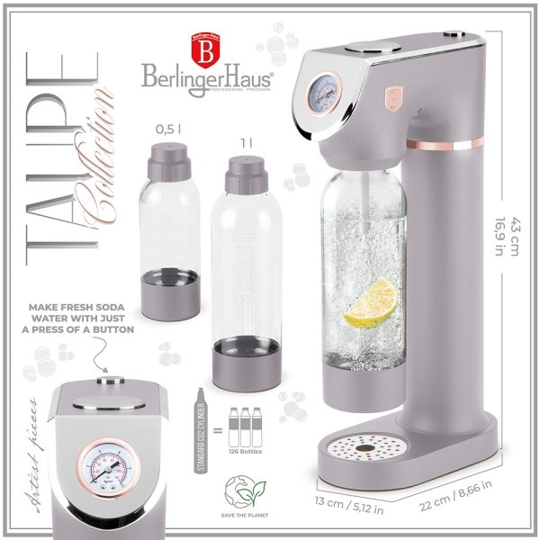 BERLIN H. SODA MAKER W/2 BOTTLES TAUPE BH/8558 - Image 2