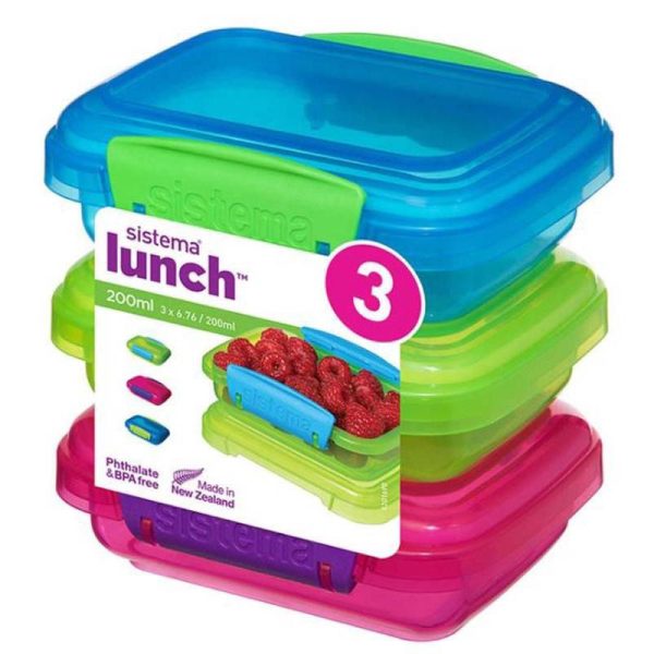 8 SISTEMA LUNCH COLOURED 3 PACK SW RECTANGULAR 200ML (4) - Image 1