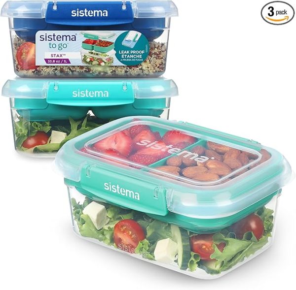 SISTEMA STAX TO GO RECTANGLE 1L 3PACK ECOM 82025 - Image 1