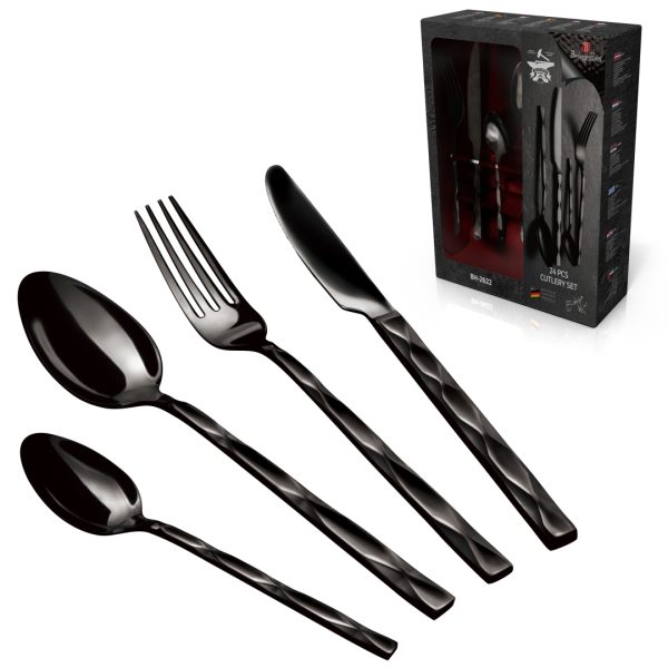 BERLIN H. CUTLERY SET 24PCS MIRROR BLACK BH/3074 - Image 1